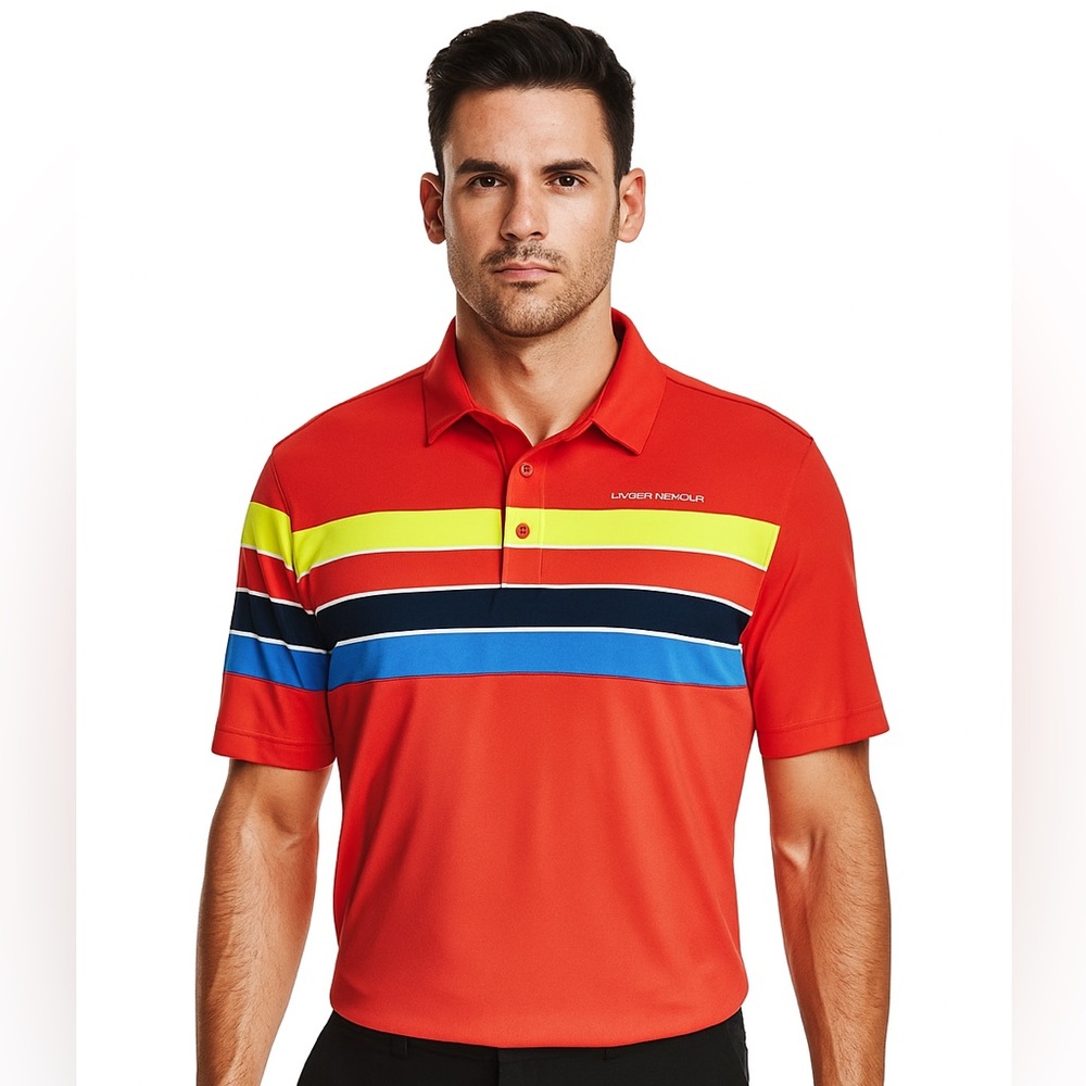 Under Armour orange striped polo shirt men’s large
